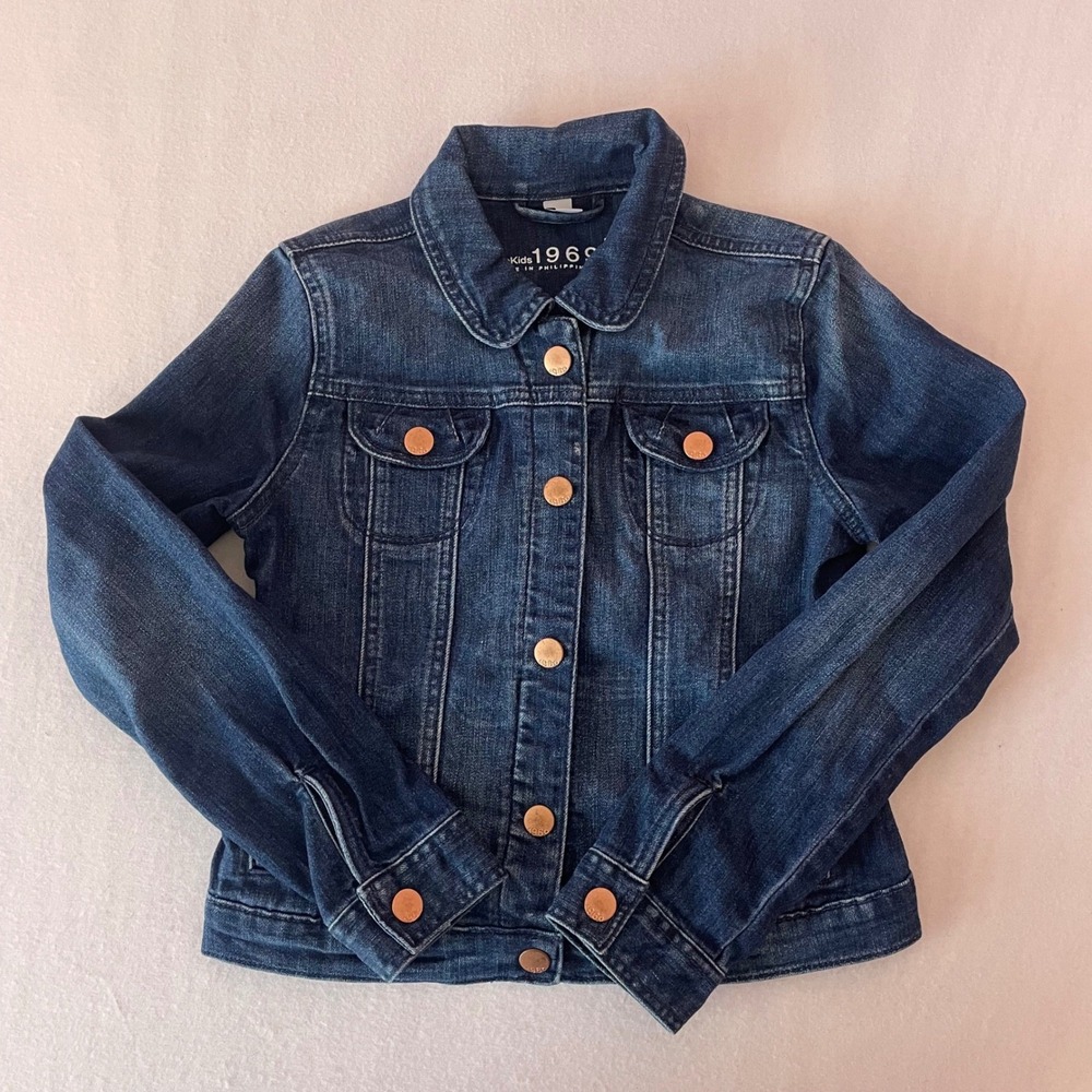 GapKids 1969 Girls Dark Wash Denim‎ Trucker Jacket Size L Large 527882-00